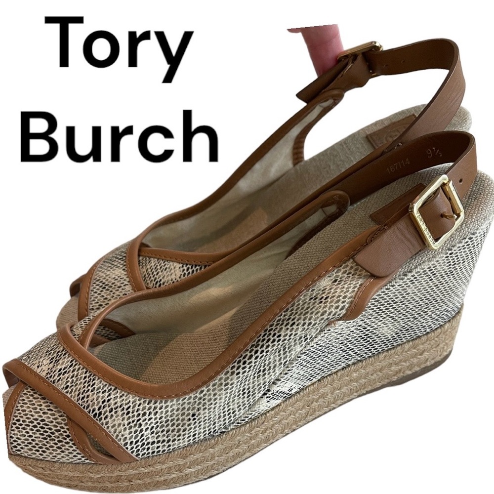 Tory Burch Snakeskin Print Espadrilles-Sz-9 1/2